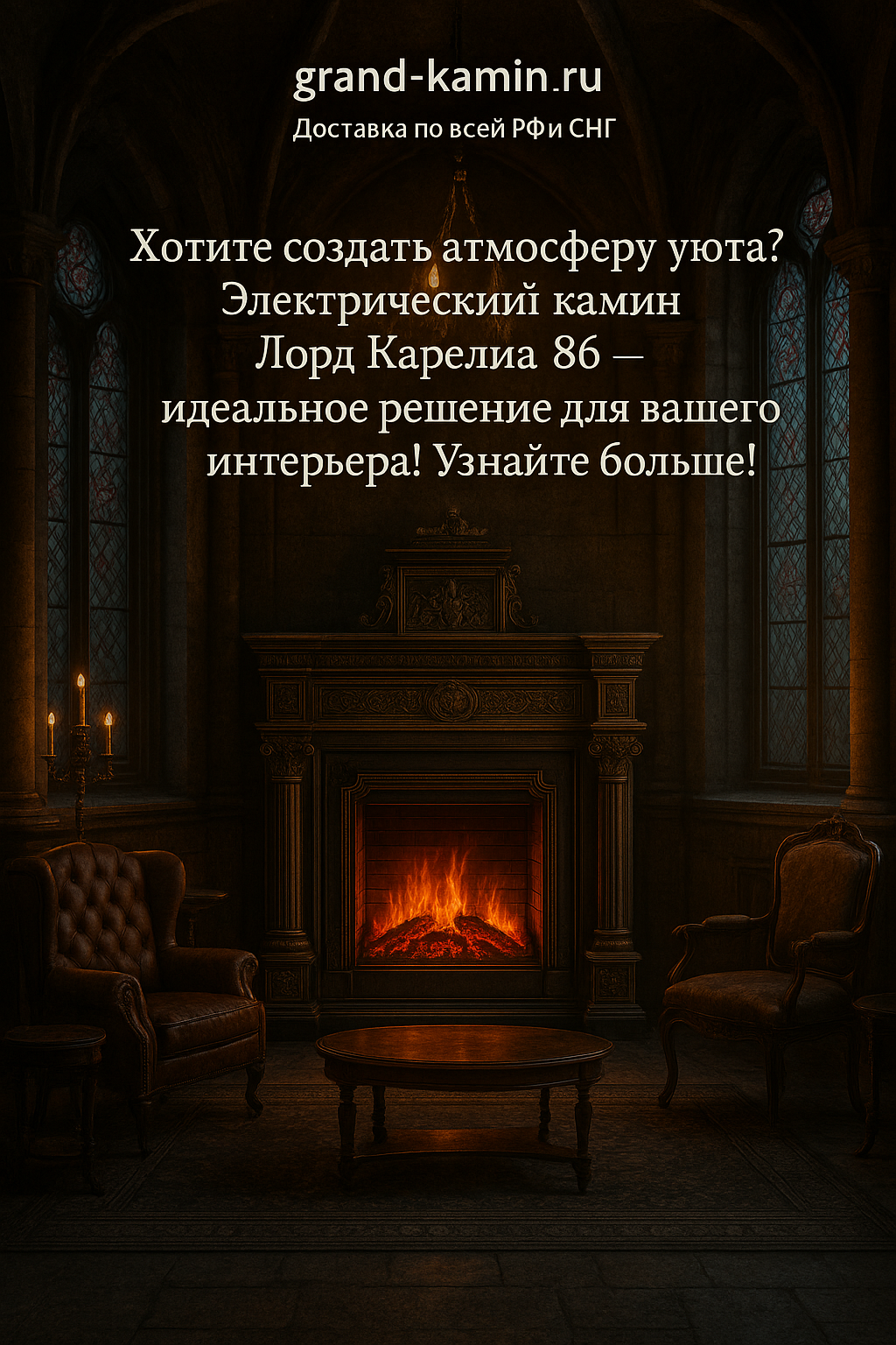 Подробнее о статье Электрический камин Тауэр Карелия R86 (дуб)+Rondo S86: идеальное сочетание стиля и уюта