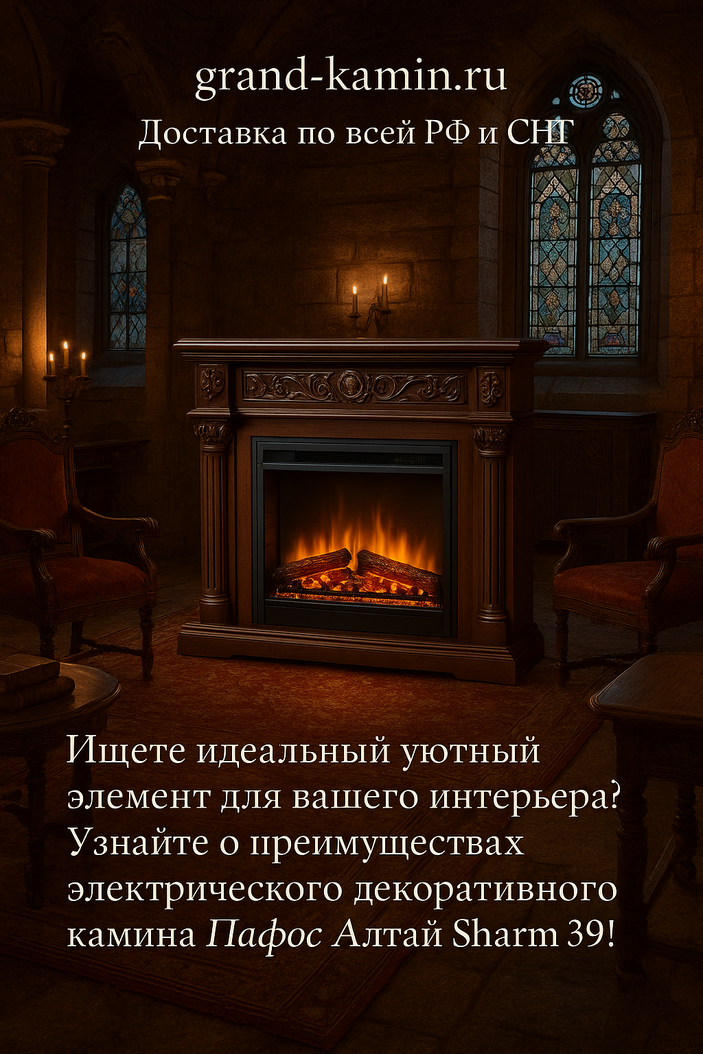 Подробнее о статье Электрический декоративный камин Панорама Арбат Sharm 39 (дуб) с паровым эффектом пламени