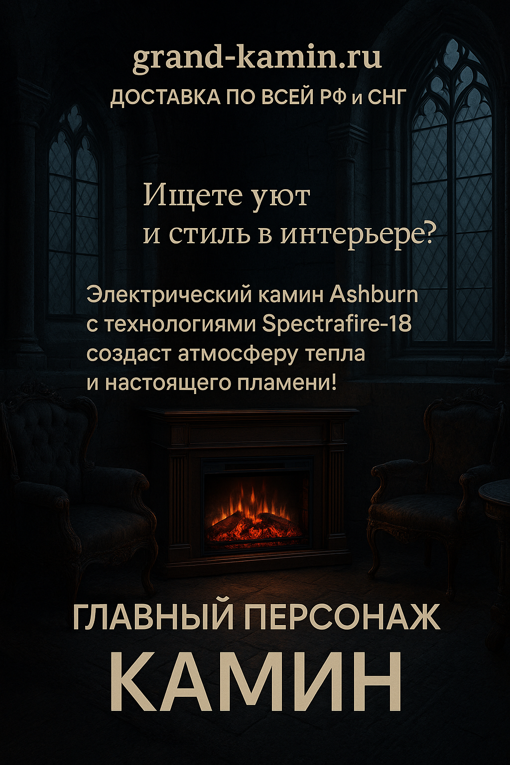 Подробнее о статье Электрический камин Ashburn (черный шоколад) с технологией Spectrafire-18