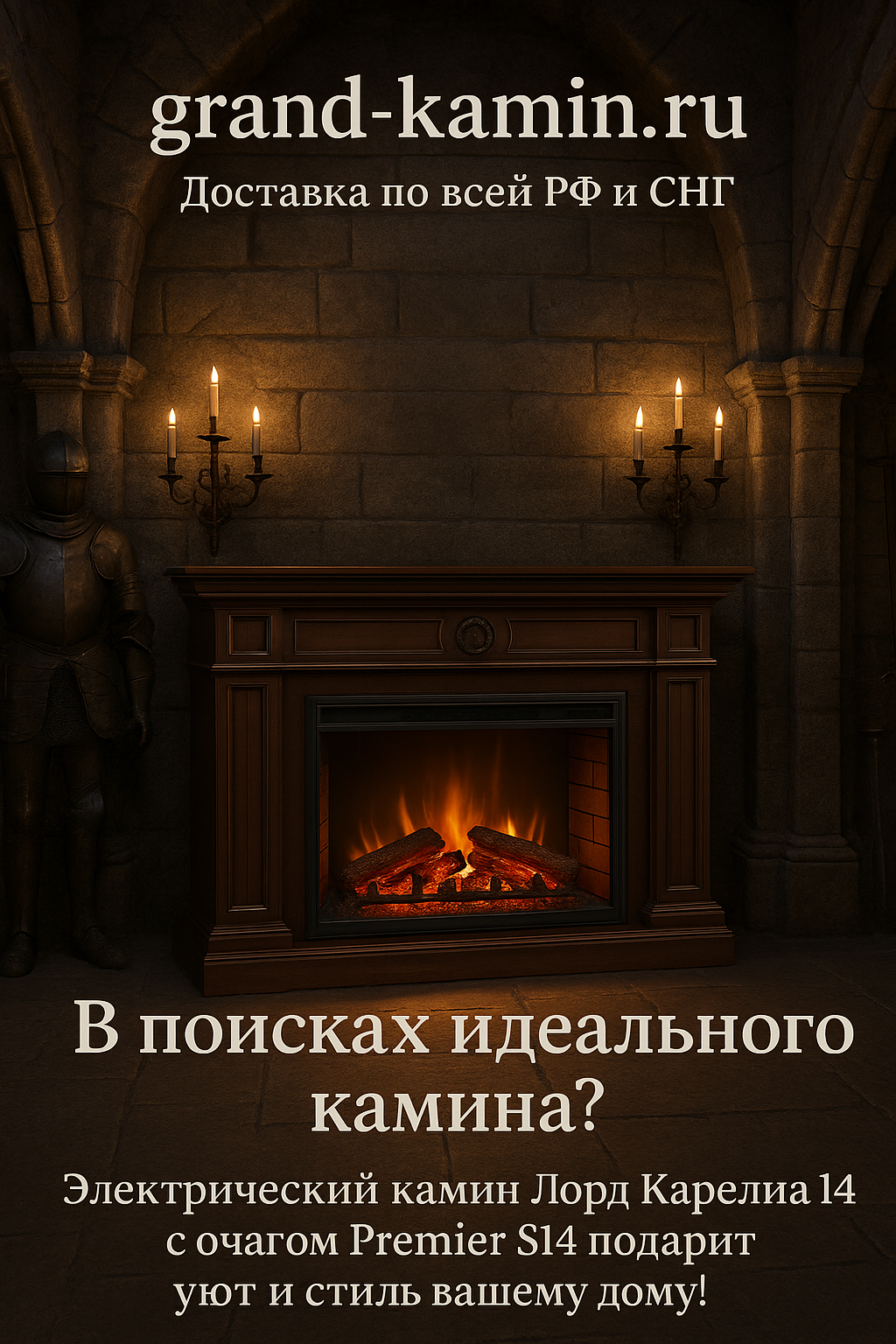 Подробнее о статье Электрический камин Лорд Карелия 14 (венге) с Premier S14: идеальное сочетание стиля и технологии для вашего дома!