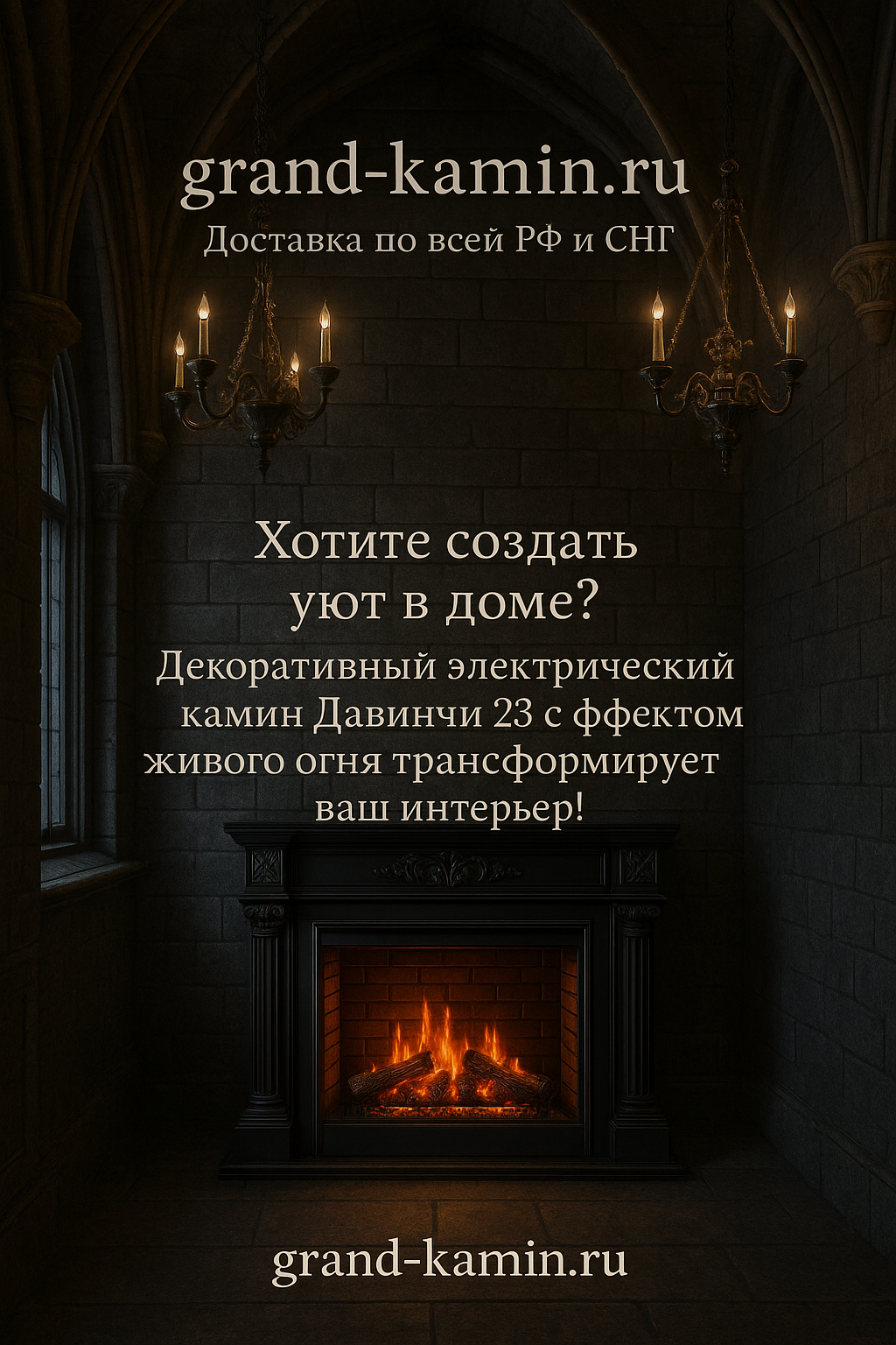 Подробнее о статье Декоративный электрический камин Давинчи 23 (бежевый) с Premier 23 – создайте уют в вашем доме!
