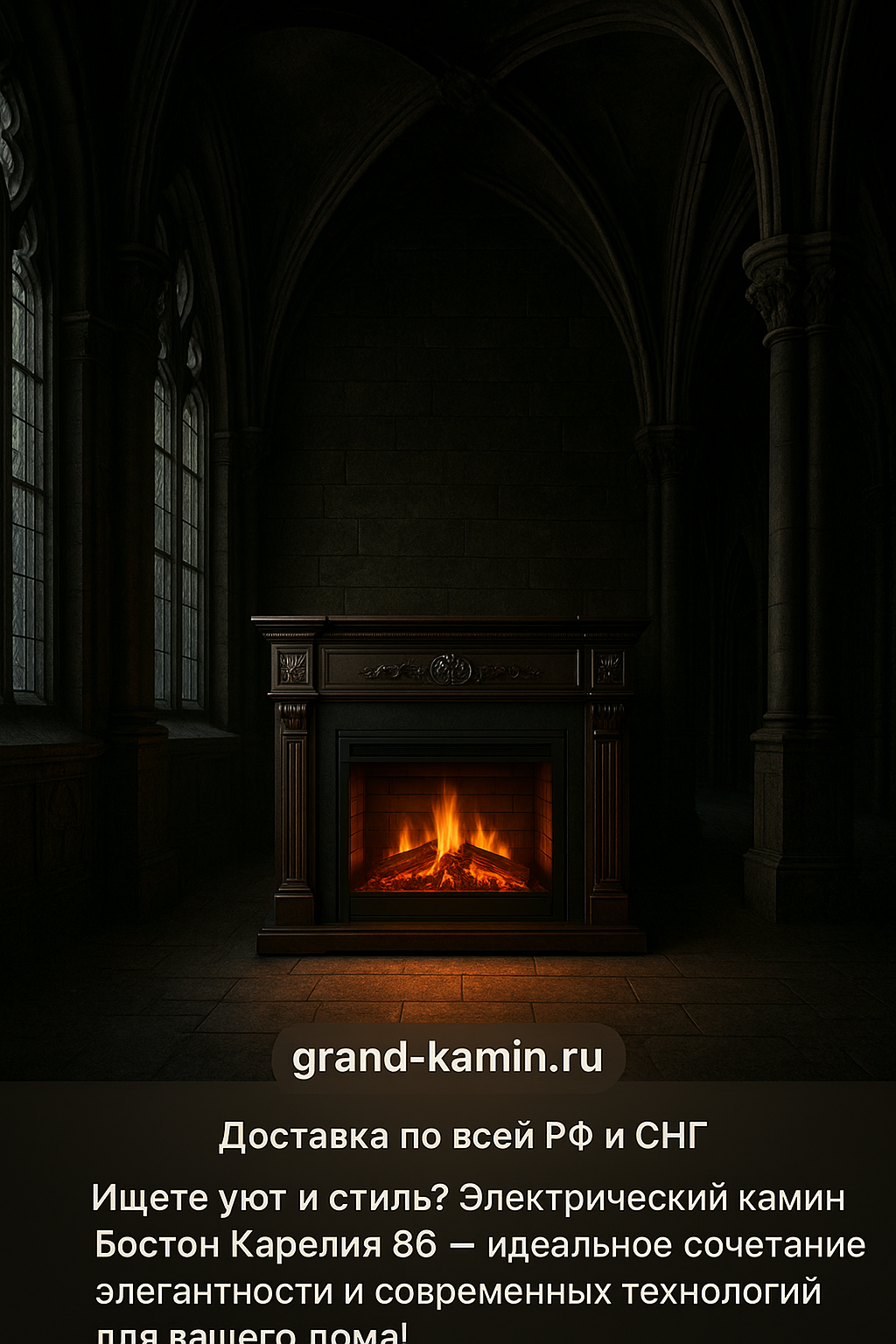Вы сейчас просматриваете Элегантный электрический камин Бостон Карелия 86 (дуб) с технологией Rondo S86