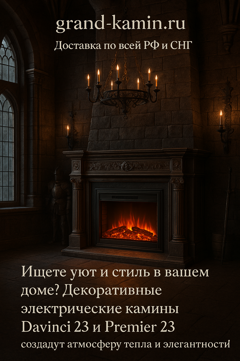 Подробнее о статье Декоративный электрический камин ‘Вилла (венге)’ с реалистичным 3D очагом и паровым эффектом пламени