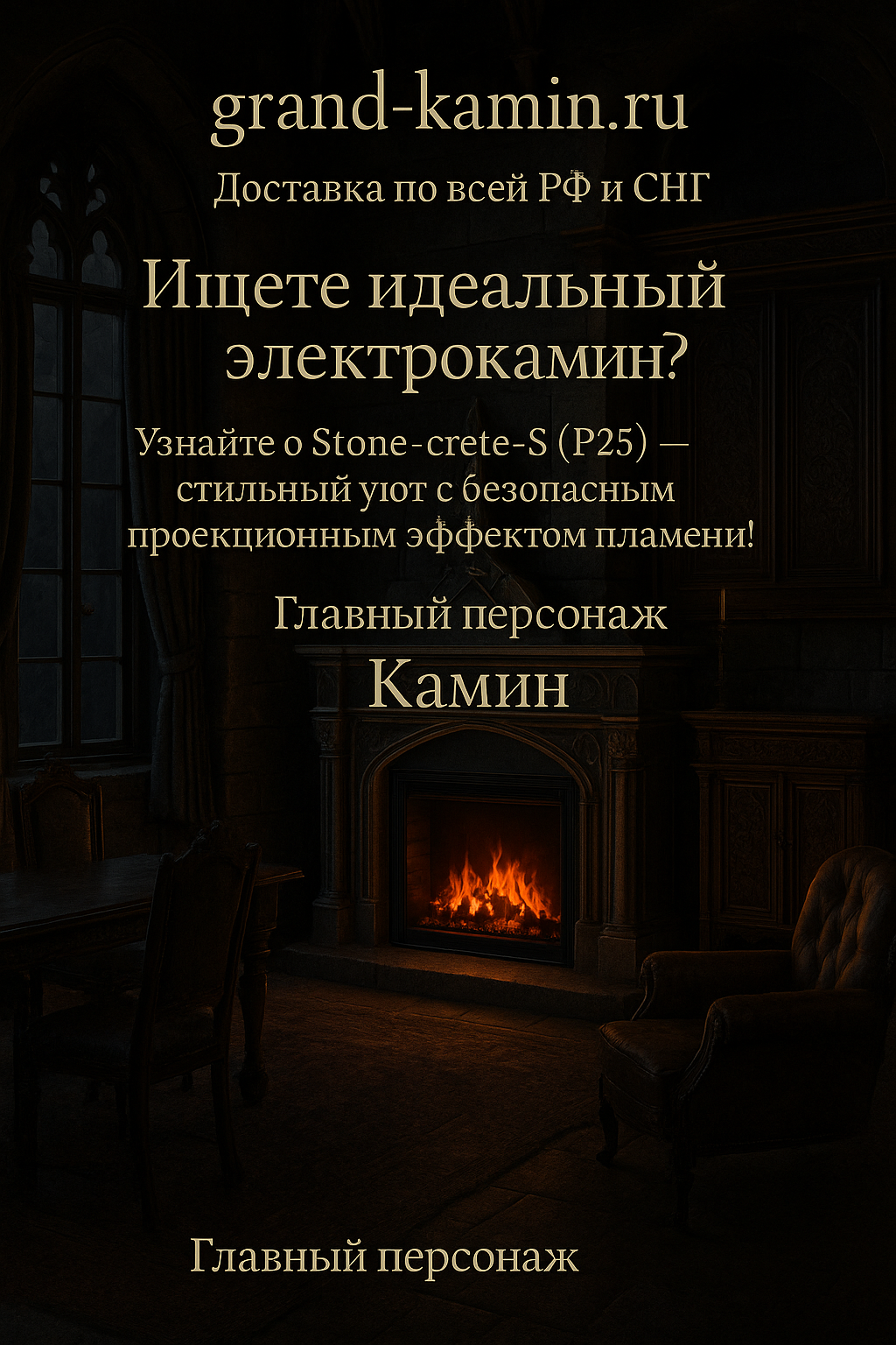 Подробнее о статье Stone-crete-S (P25) – элегантный электрический камин для вашего дома
