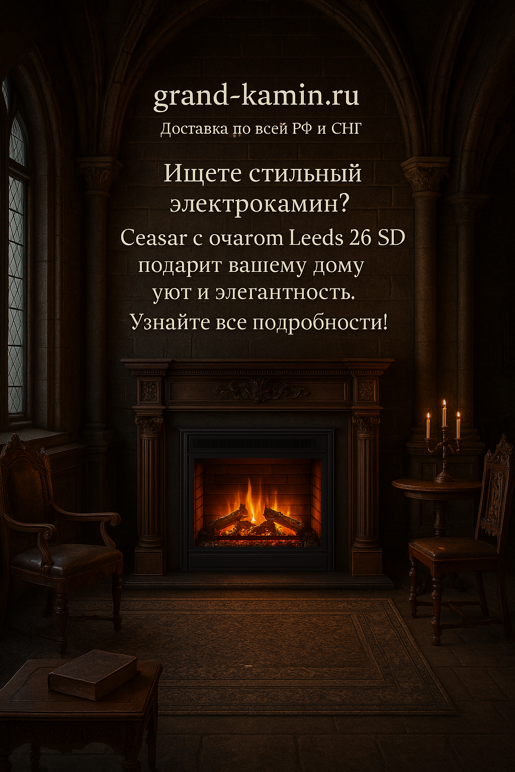 Вы сейчас просматриваете Электрический декоративный камин Ceasar (античный дуб) + Leeds 26 SD – идеальное сочетание стиля и тепла