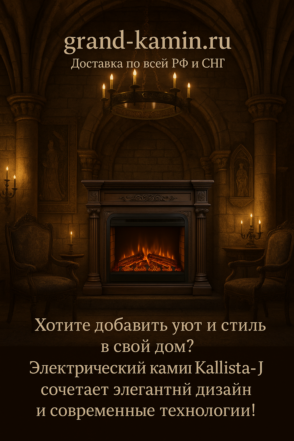 Подробнее о статье Элегантный электрический камин Kallista-J в оттенке дуба среднего с черным огненным эффектом Jupiter Black