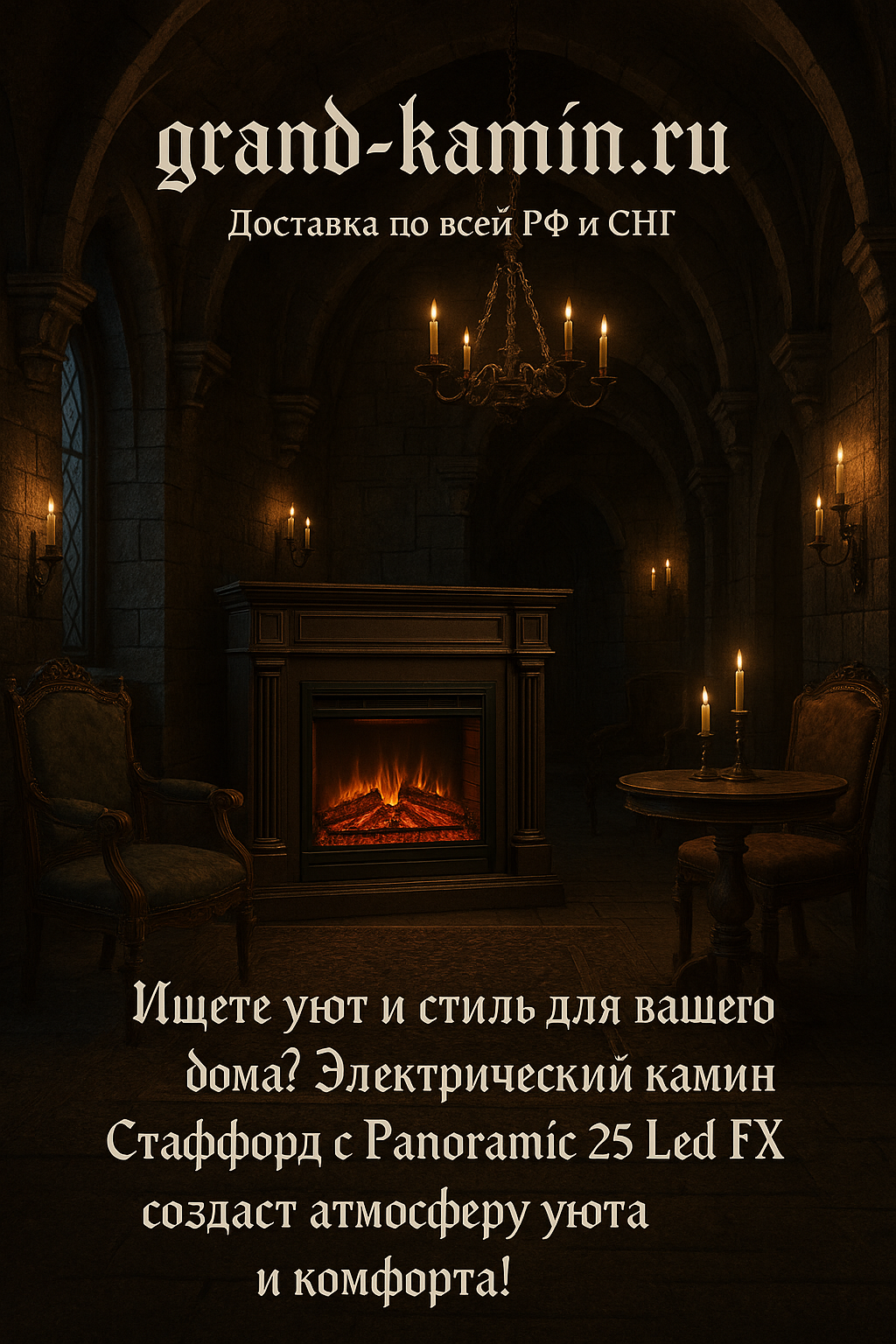 Подробнее о статье Электрический камин Стаффорд (белый) с Panoramic 25 Led FX: идеальное сочетание стиля и комфорта