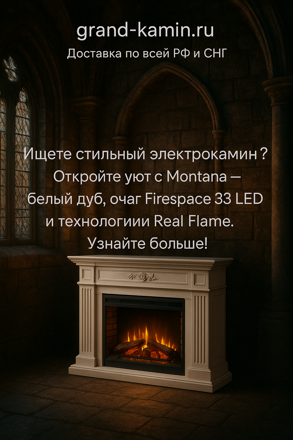 Подробнее о статье Электрический камин Montana (белый дуб) с очагом Firespace 33 LED: идеальное сочетание стиля и технологии
